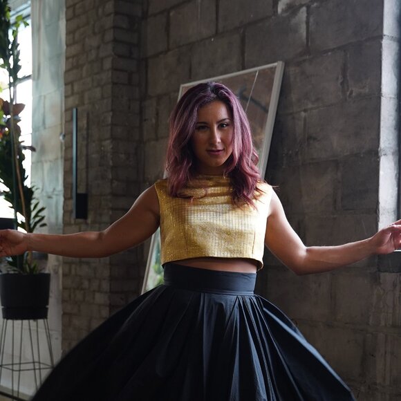 Handmade Yellow Zip Crop Top - Picture 1 of 4